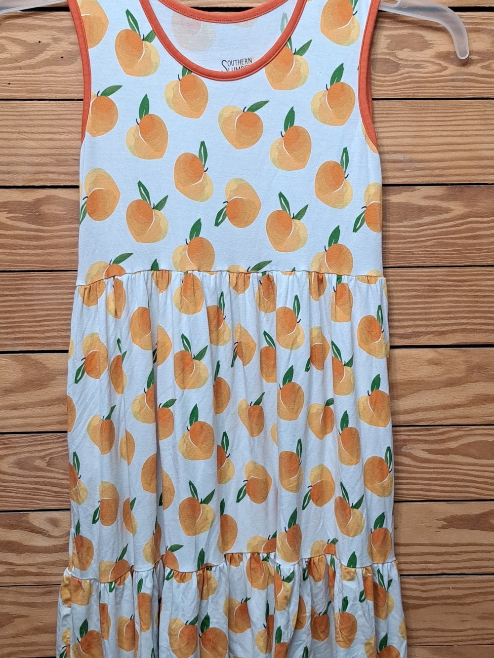 Southern Slumber Girls Peach Print Casual Tank Dress - White & Orange